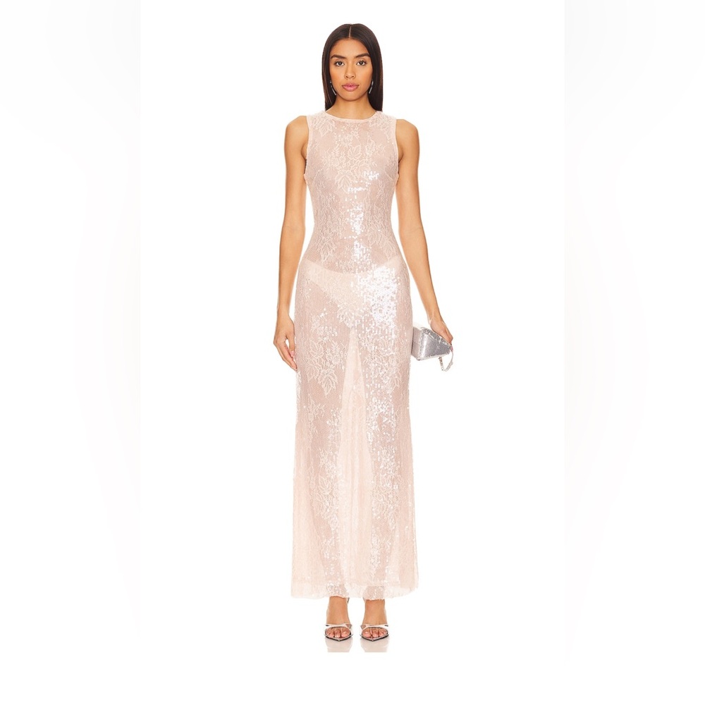 Rena Lace Maxi Dress in Nude Camila Coelho Small